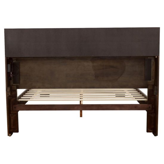 Jessica Wood Queen LED Storage Bookcase Bed Cappuccino