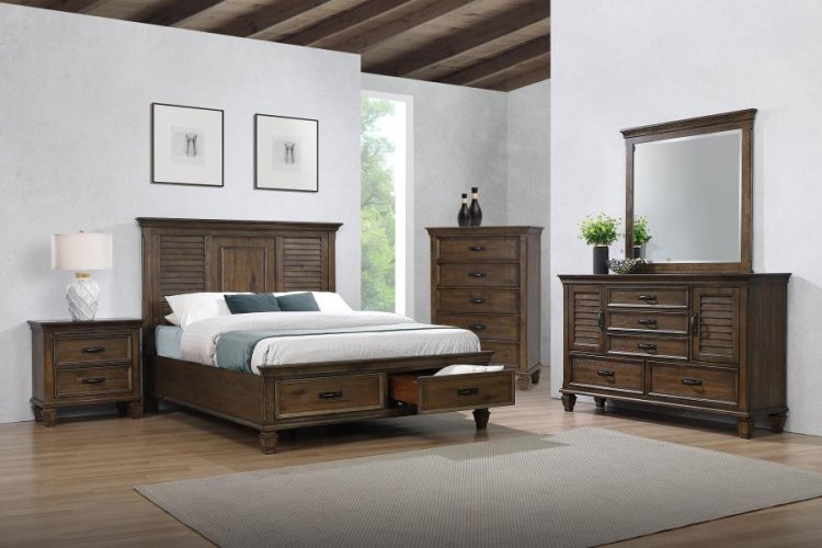Modal Additional Images for Franco Wood Queen Storage Panel Bed Burnished Oak