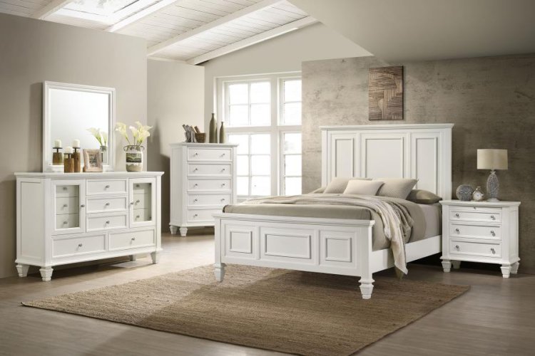 Modal Additional Images for Sandy Beach Wood Eastern King Panel Bed Cream White