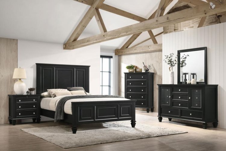 Modal Additional Images for Sandy Beach Wood Queen Panel Bed Black