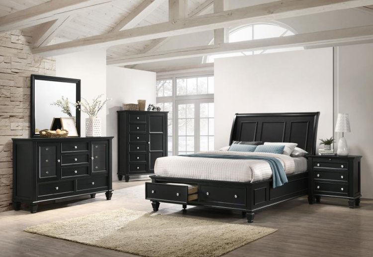 Modal Additional Images for Sandy Beach Wood Eastern King Storage Panel Bed Black