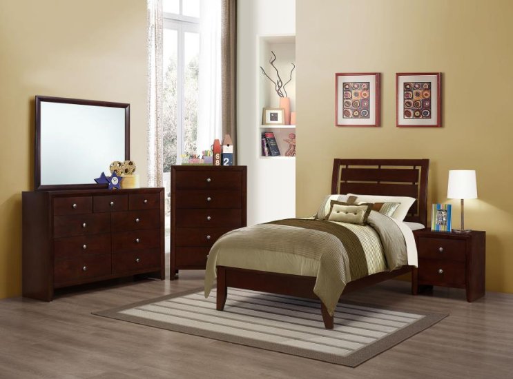 Modal Additional Images for Serenity Wood Twin Panel Bed Rich Merlot