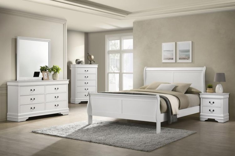Modal Additional Images for Louis Philippe 47-inch Queen Sleigh Panel Bed White