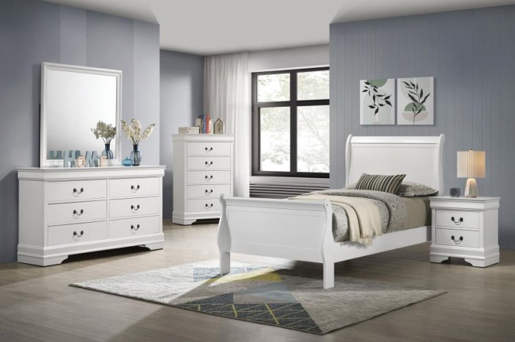 Modal Additional Images for Louis Philippe 47-inch Twin Sleigh Panel Bed White