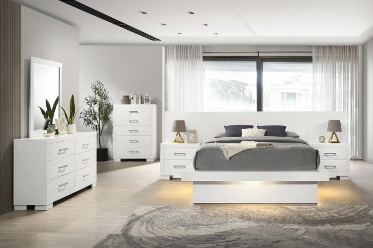 Modal Additional Images for Jessica Wood Eastern King LED Panel Bed Cream White