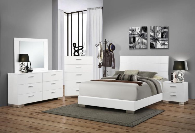 Modal Additional Images for Felicity Wood Eastern King Panel Bed White High Gloss