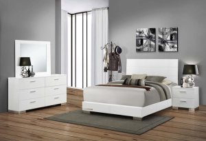 (image for) Felicity 4-piece Eastern King Bedroom Set White High Gloss