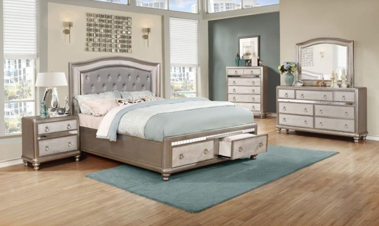 Modal Additional Images for Bling Game Eastern King Storage Panel Bed Metallic Platinum