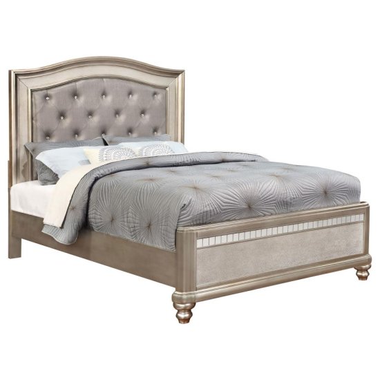 (image for) Bling Game Wood Queen Panel Bed Metallic Platinum