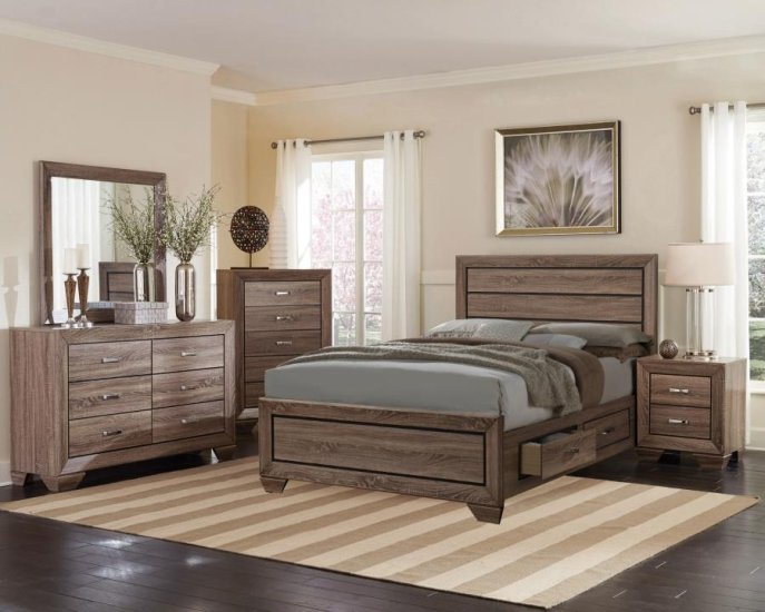 Modal Additional Images for Kauffman Wood Queen Storage Panel Bed Washed Taupe