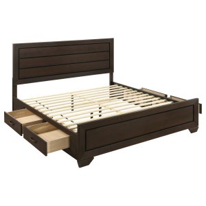 (image for) Kauffman Wood Eastern King Storage Panel Bed Dark Cocoa