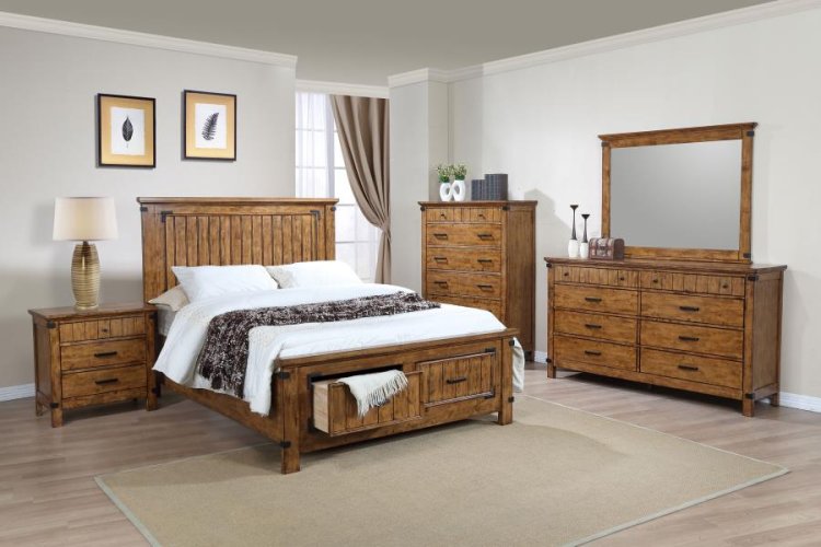 Modal Additional Images for Brenner Wood Full Storage Panel Bed Rustic Honey