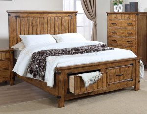 (image for) Brenner Wood Full Storage Panel Bed Rustic Honey