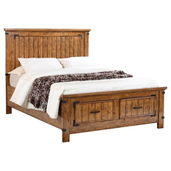 (image for) Brenner Wood Eastern King Storage Panel Bed Rustic Honey