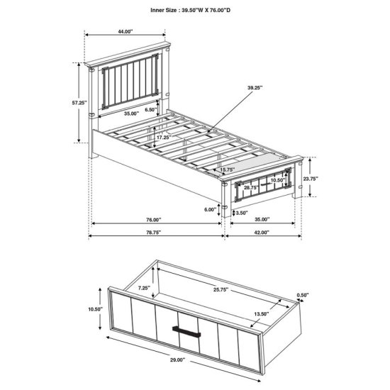 Brenner Wood Twin Storage Panel Bed Rustic Honey
