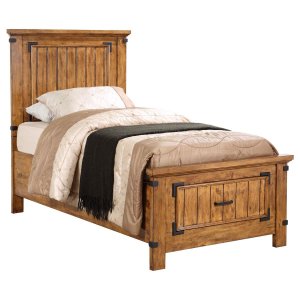 (image for) Brenner Wood Twin Storage Panel Bed Rustic Honey