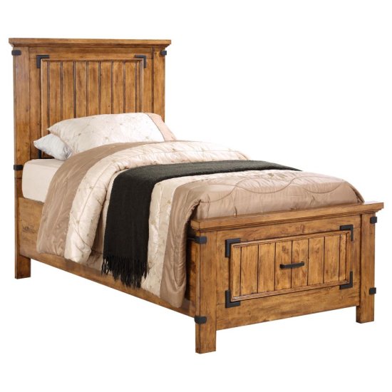 (image for) Brenner Wood Twin Storage Panel Bed Rustic Honey