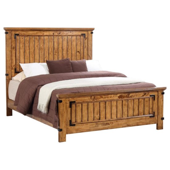 (image for) Brenner Wood Full Panel Bed Rustic Honey