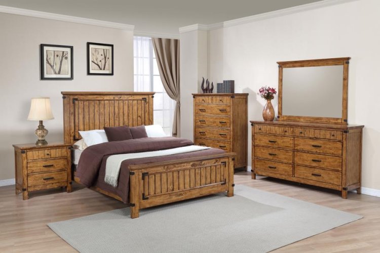 Modal Additional Images for Brenner Wood Eastern King Panel Bed Rustic Honey