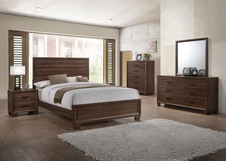 Modal Additional Images for Brandon Wood Queen Panel Bed Warm Brown