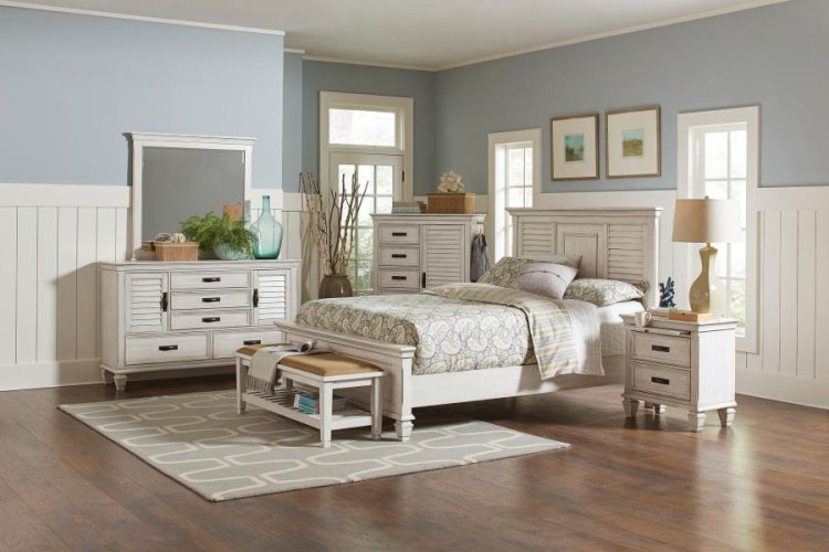 Modal Additional Images for Franco Wood Queen Panel Bed Distressed White