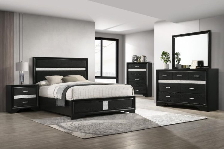 Modal Additional Images for Miranda 54-inch Upholstered Queen Panel Bed Black