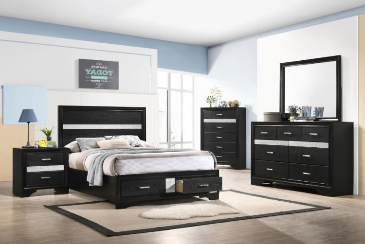 Modal Additional Images for Miranda 51-inch Wood Full Storage Panel Bed Black