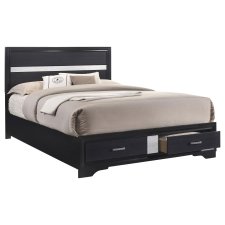 (image for) Miranda 51-inch Wood Queen Storage Panel Bed Black