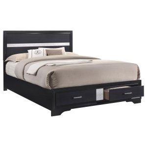 (image for) Miranda 51-inch Wood Queen Storage Panel Bed Black