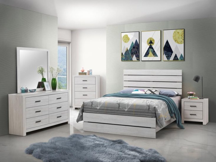 Modal Additional Images for Brantford Wood Queen Panel Bed Coastal White
