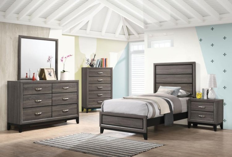 Modal Additional Images for Watson Wood Twin Panel Bed Grey Oak