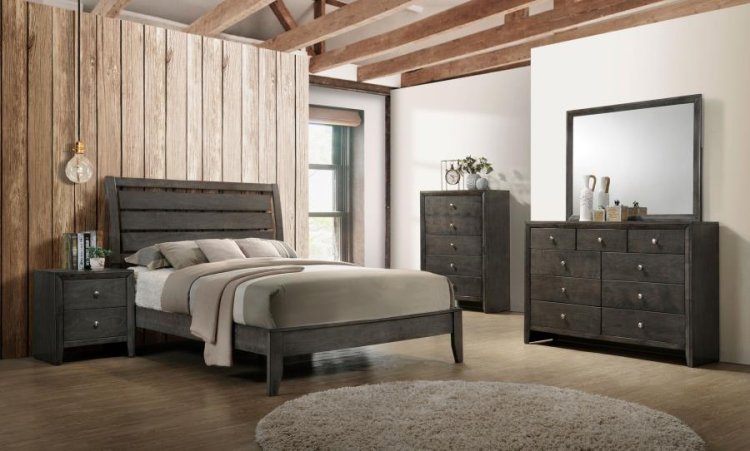 Modal Additional Images for Serenity Wood Full Panel Bed Mod Grey