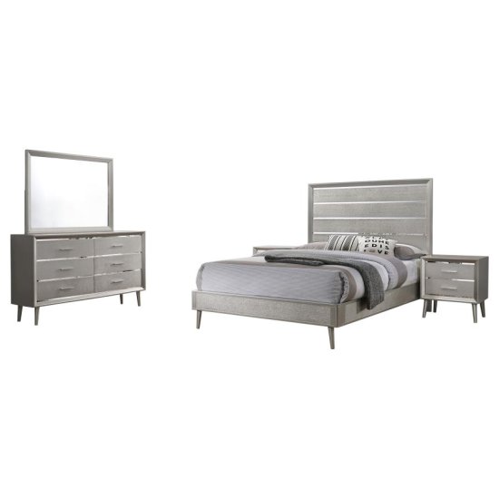 (image for) Ramon 4-piece Queen Bedroom Set Metallic Sterling