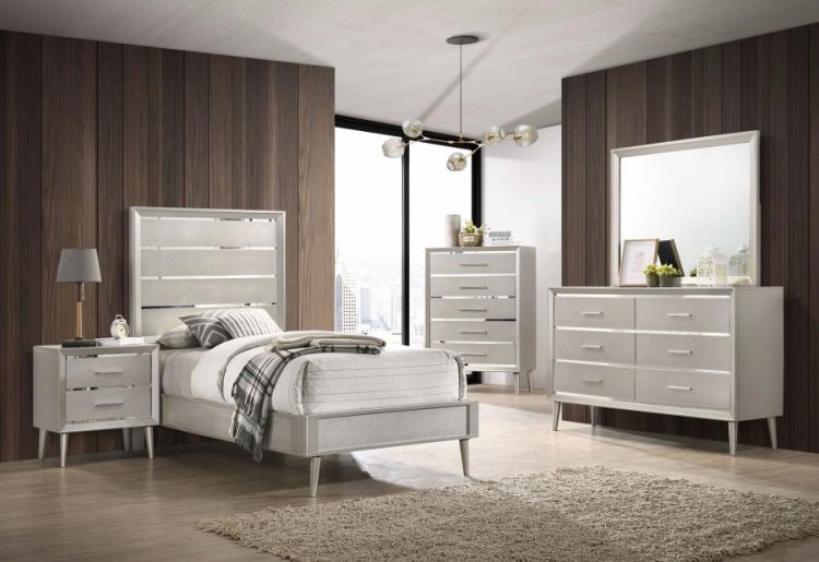 Modal Additional Images for Ramon Wood Twin Panel Bed Metallic Sterling