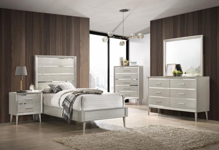 (image for) Ramon 4-piece Twin Bedroom Set Metallic Sterling