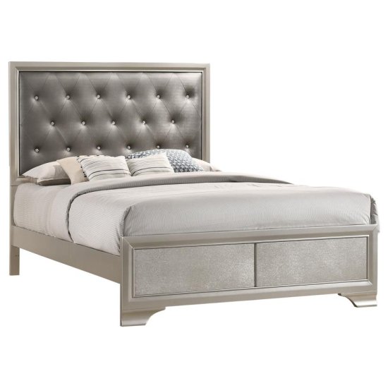 Salford Wood Eastern King Panel Bed Metallic Sterling 