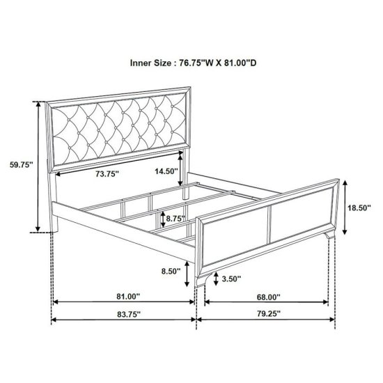 Salford Wood Eastern King Panel Bed Metallic Sterling 