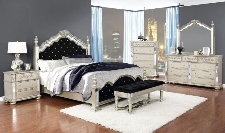 Modal Additional Images for Heidi Wood Eastern King Poster Bed Metallic Platinum