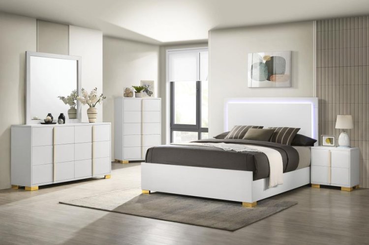 Modal Additional Images for Marceline Wood Full LED Panel Bed White