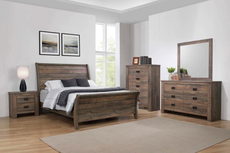 Modal Additional Images for Frederick Wood Eastern King Sleigh Bed Weathered Oak