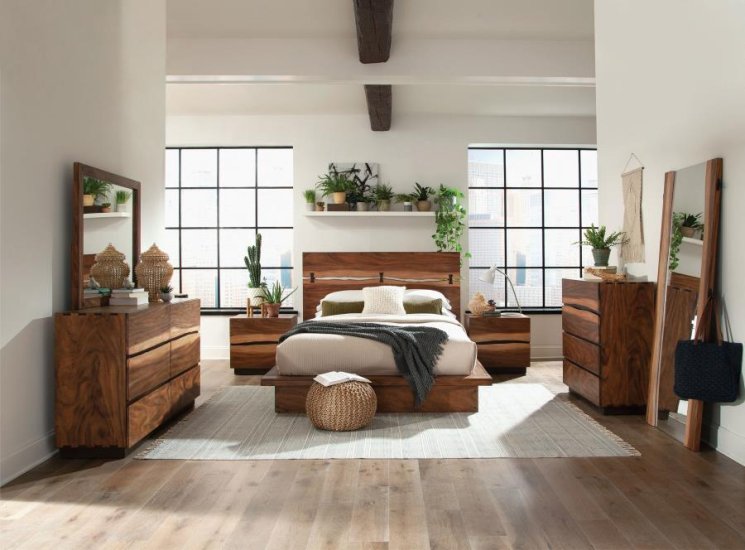 Modal Additional Images for Winslow Wood Eastern King Panel Bed Smokey Walnut