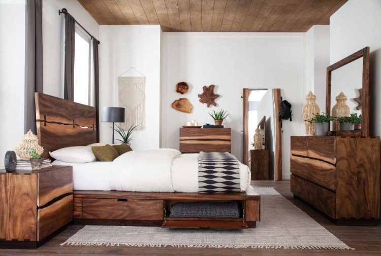 Modal Additional Images for Winslow Wood Eastern King Storage Panel Bed Smokey Walnut