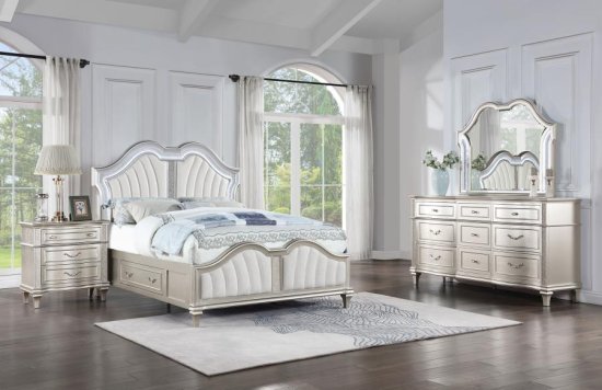 (image for) Evangeline 4-piece Eastern King Bedroom Set Silver Oak