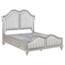 (image for) Evangeline Wood Queen LED Storage Panel Bed Silver Oak