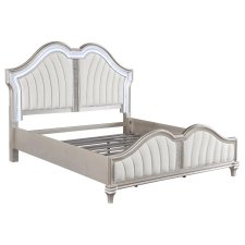 (image for) Evangeline Wood Eastern King LED Panel Bed Silver Oak
