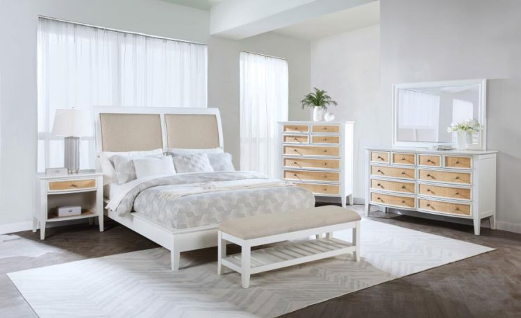 Modal Additional Images for Bexhill 56-inch Upholstered Eastern King Panel Bed White