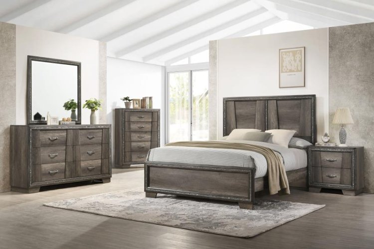 Modal Additional Images for Janine Wood Eastern King Panel Bed Grey