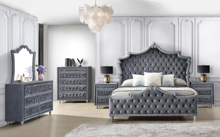 Modal Additional Images for Antonella Upholstered Queen Panel Bed Grey