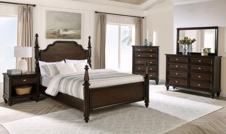 Modal Additional Images for Andover 63-inch Four Poster Eastern King Bed Dark Oak