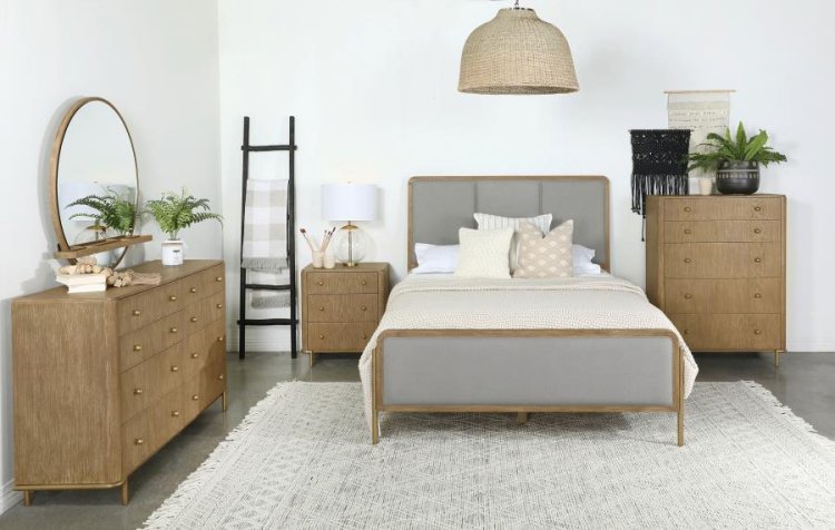 Modal Additional Images for Arini Upholstered Eastern King Panel Bed Sand Wash and Grey